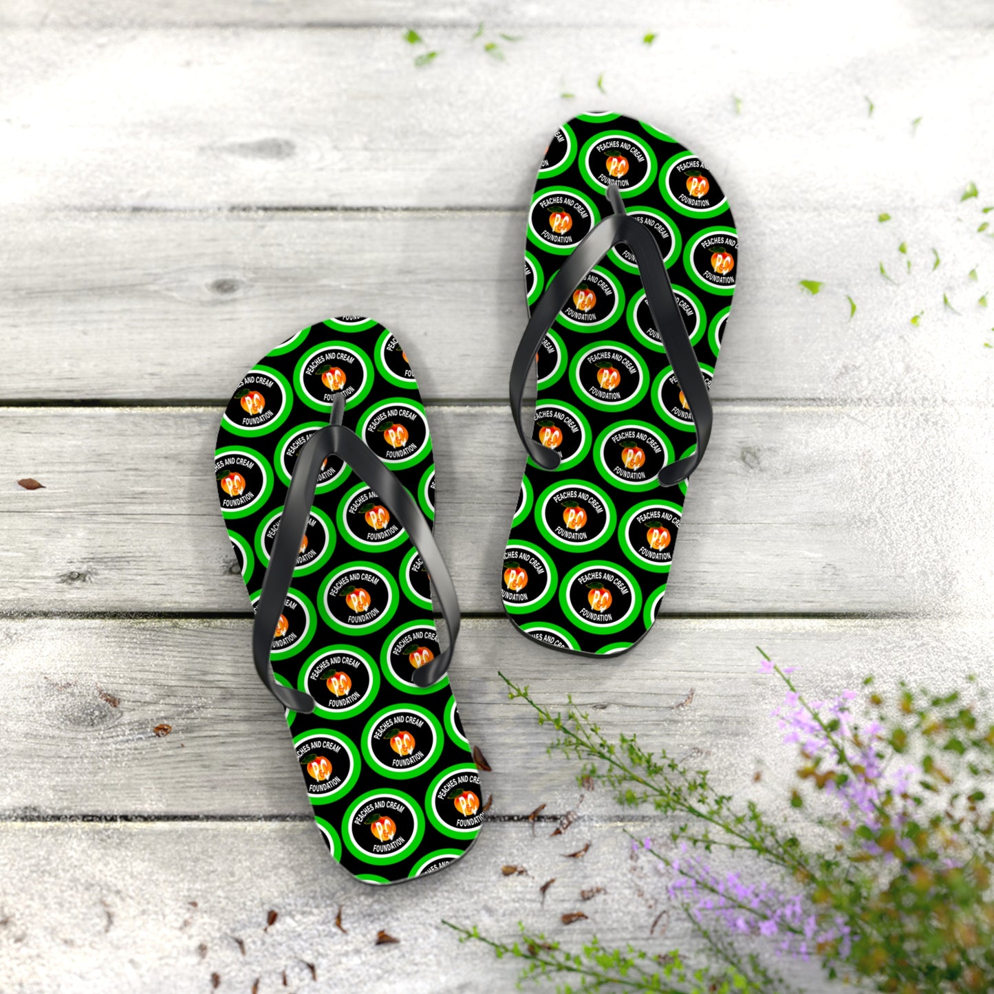 PNCF Green Outline Logo Flip Flops