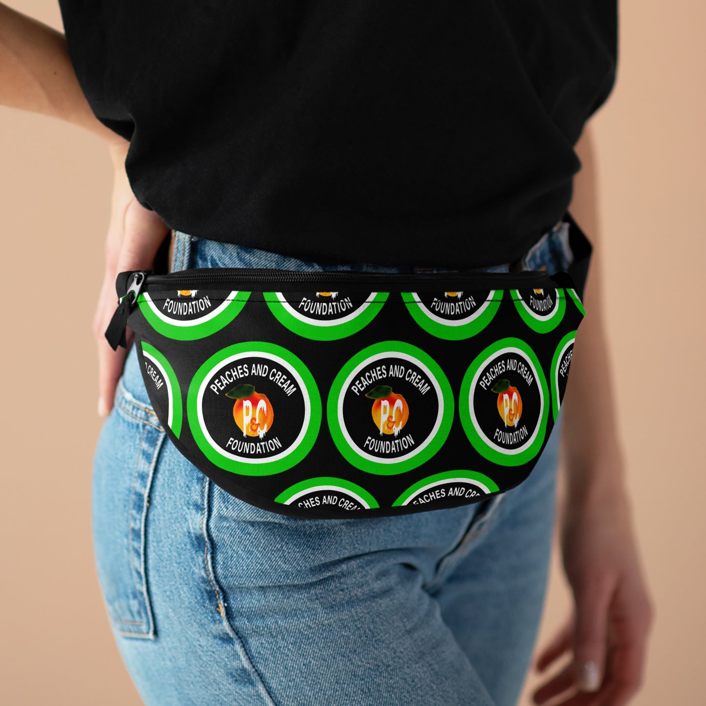 Green and White Outline Logo Fanny Pack