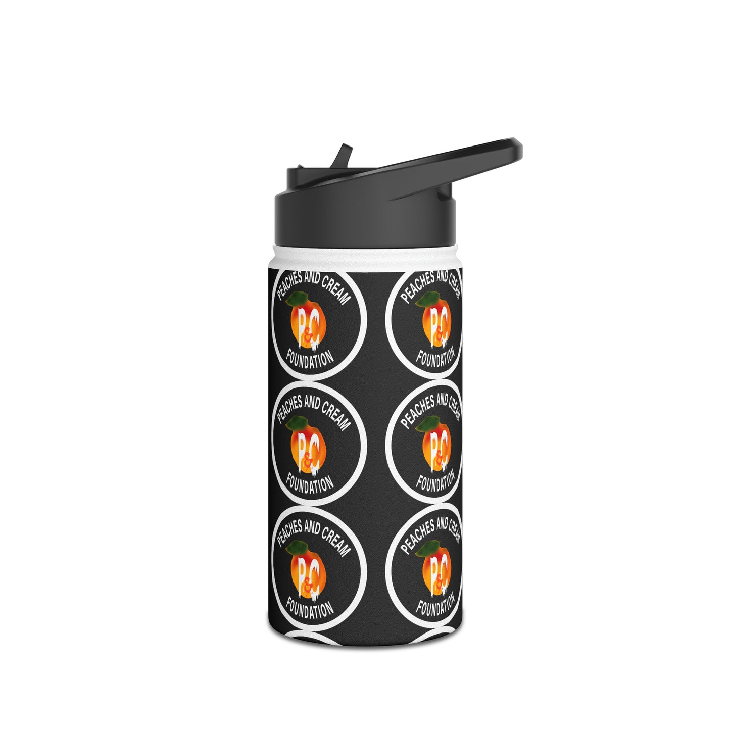 PNCF White Outline Logo Stainless Steel Water Bottle, Standard Lid