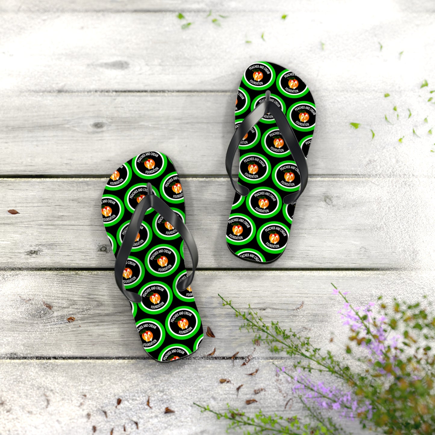 PNCF Green Outline Logo Flip Flops