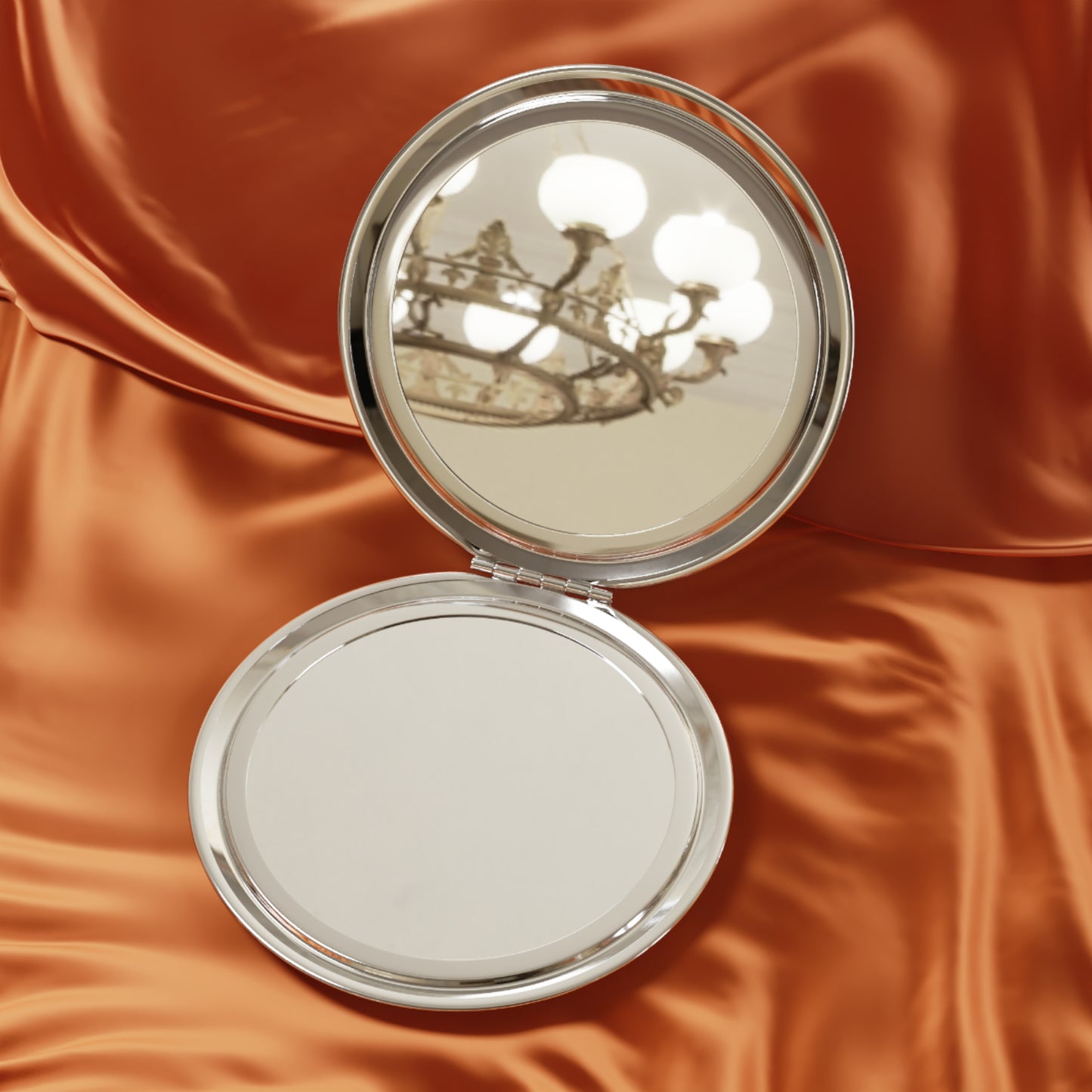 Green and White Outline Logo Compact Travel Mirror