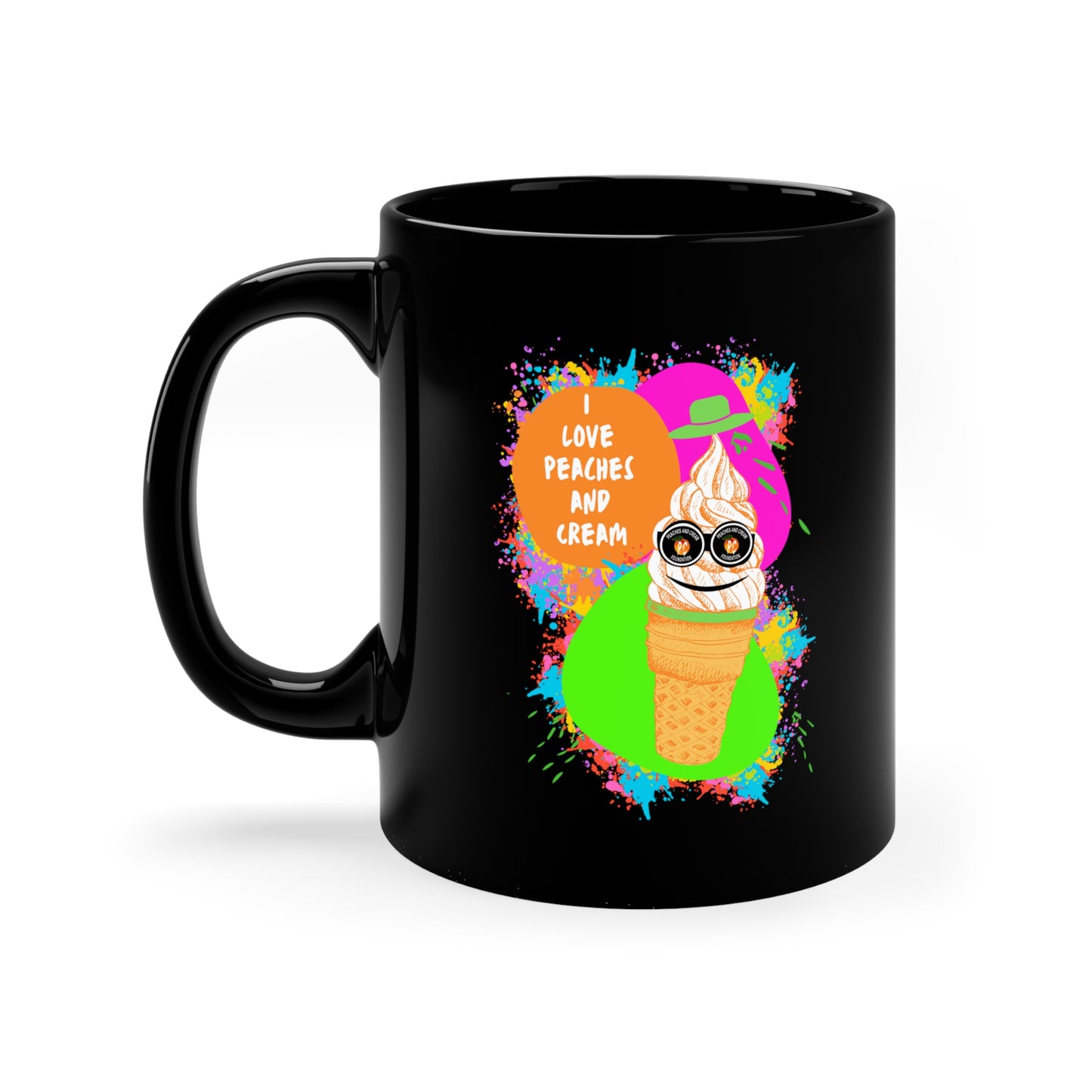 I love Peaches and Cream (Ice Cream)11oz Black Mug