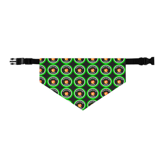 Green and White Outline Logo Pet Bandana Collar
