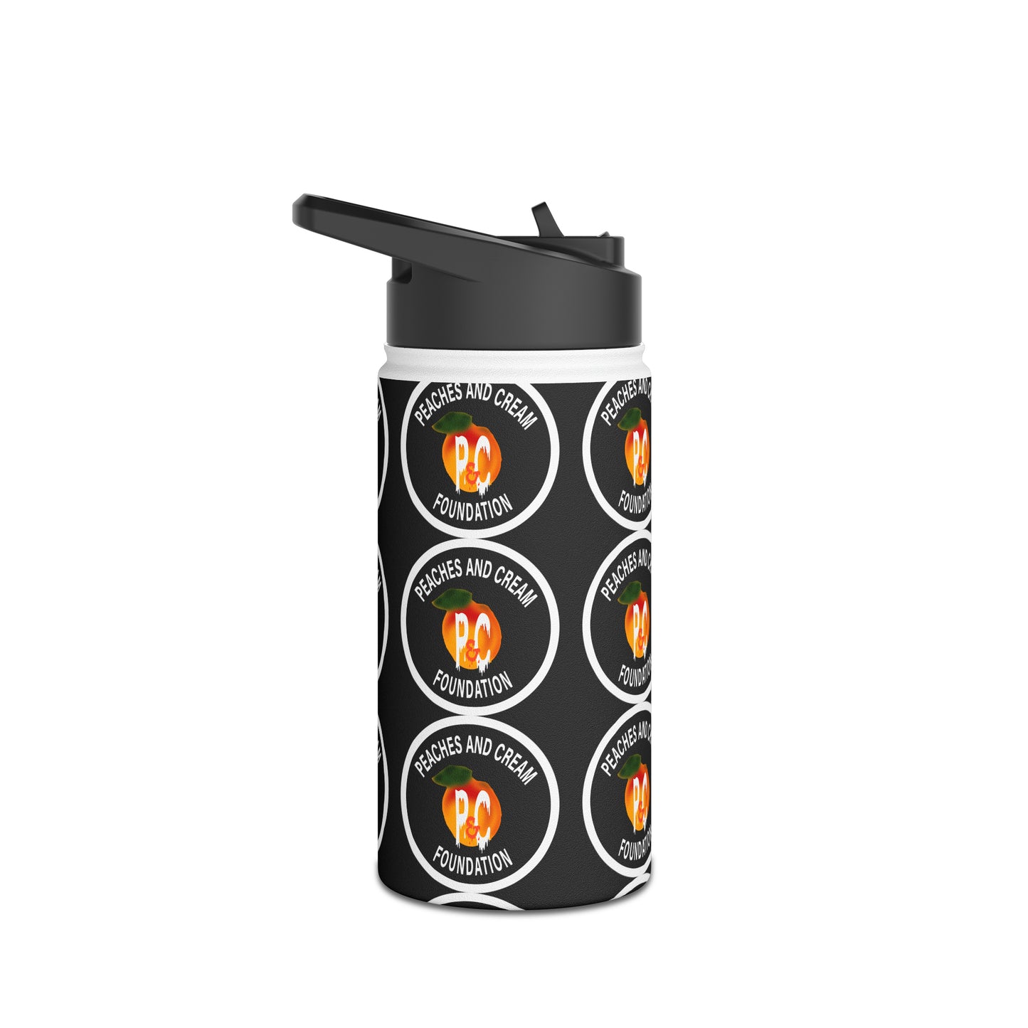 PNCF White Outline Logo Stainless Steel Water Bottle, Standard Lid