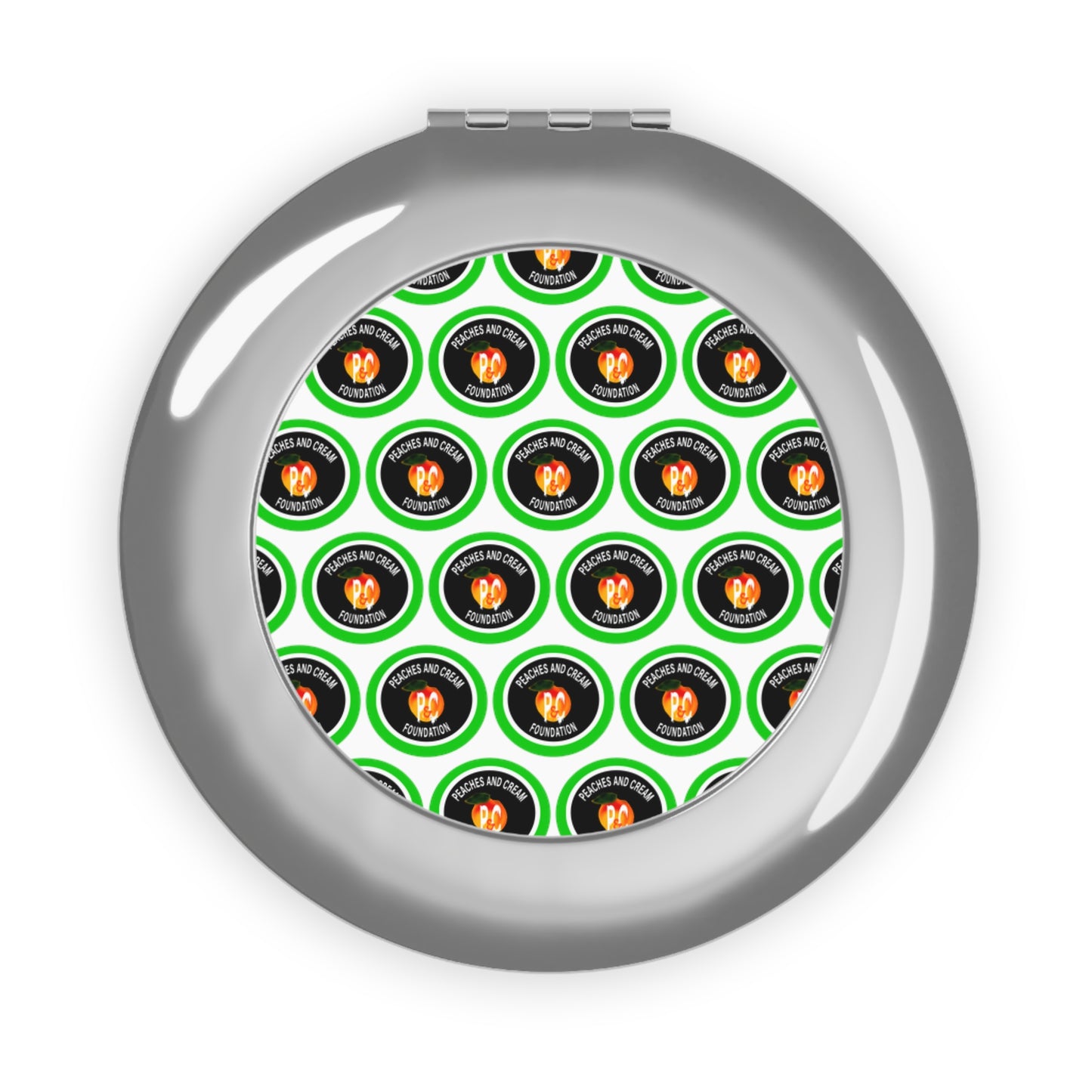 Green and White Outline Logo Compact Travel Mirror