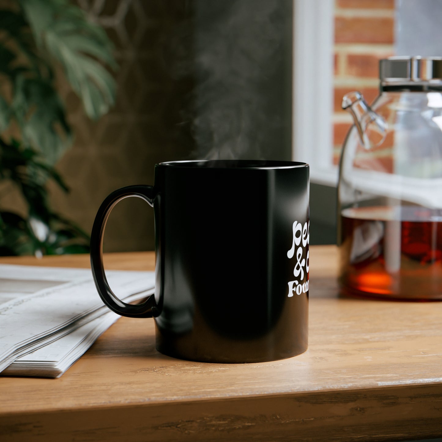 B&W Retro Peaches and Cream Mug