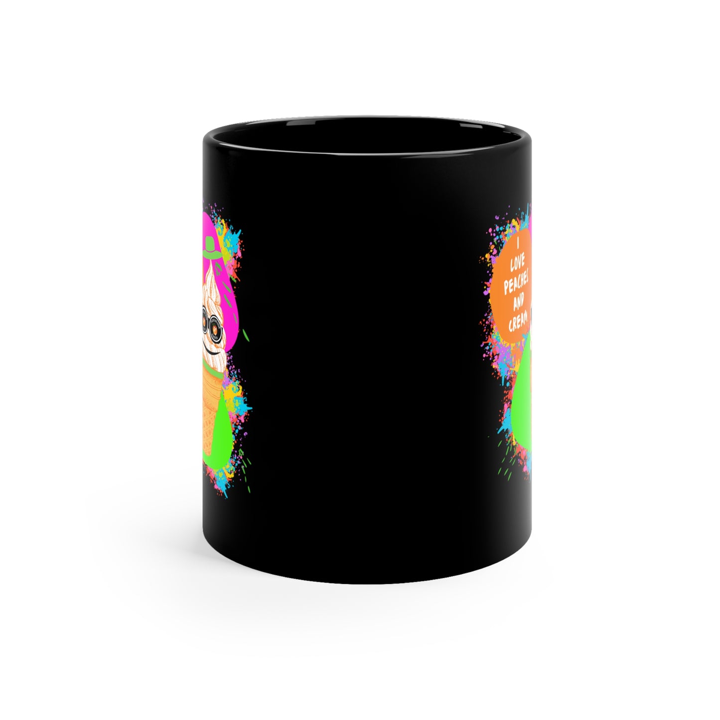 I love Peaches and Cream (Ice Cream)11oz Black Mug