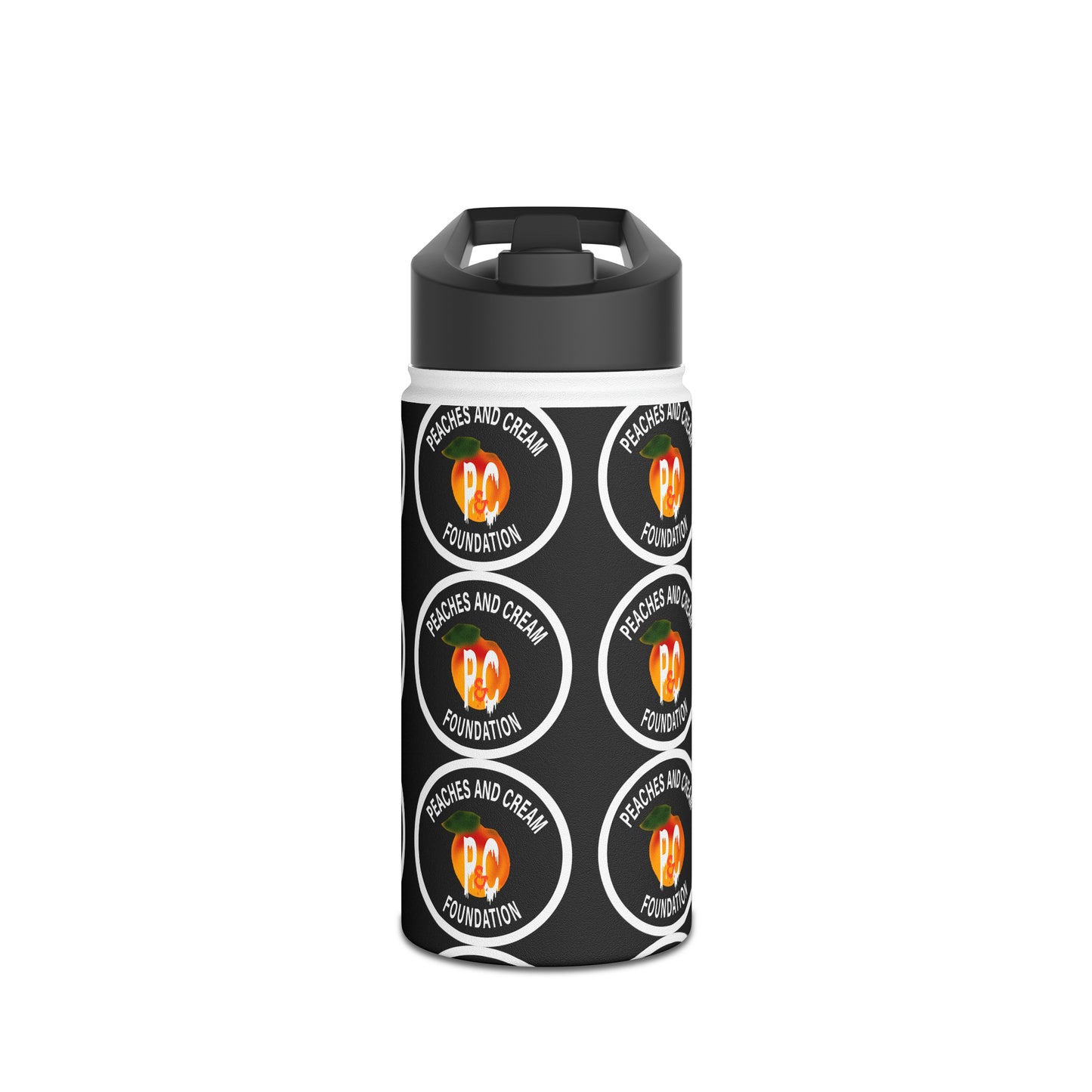 PNCF White Outline Logo Stainless Steel Water Bottle, Standard Lid