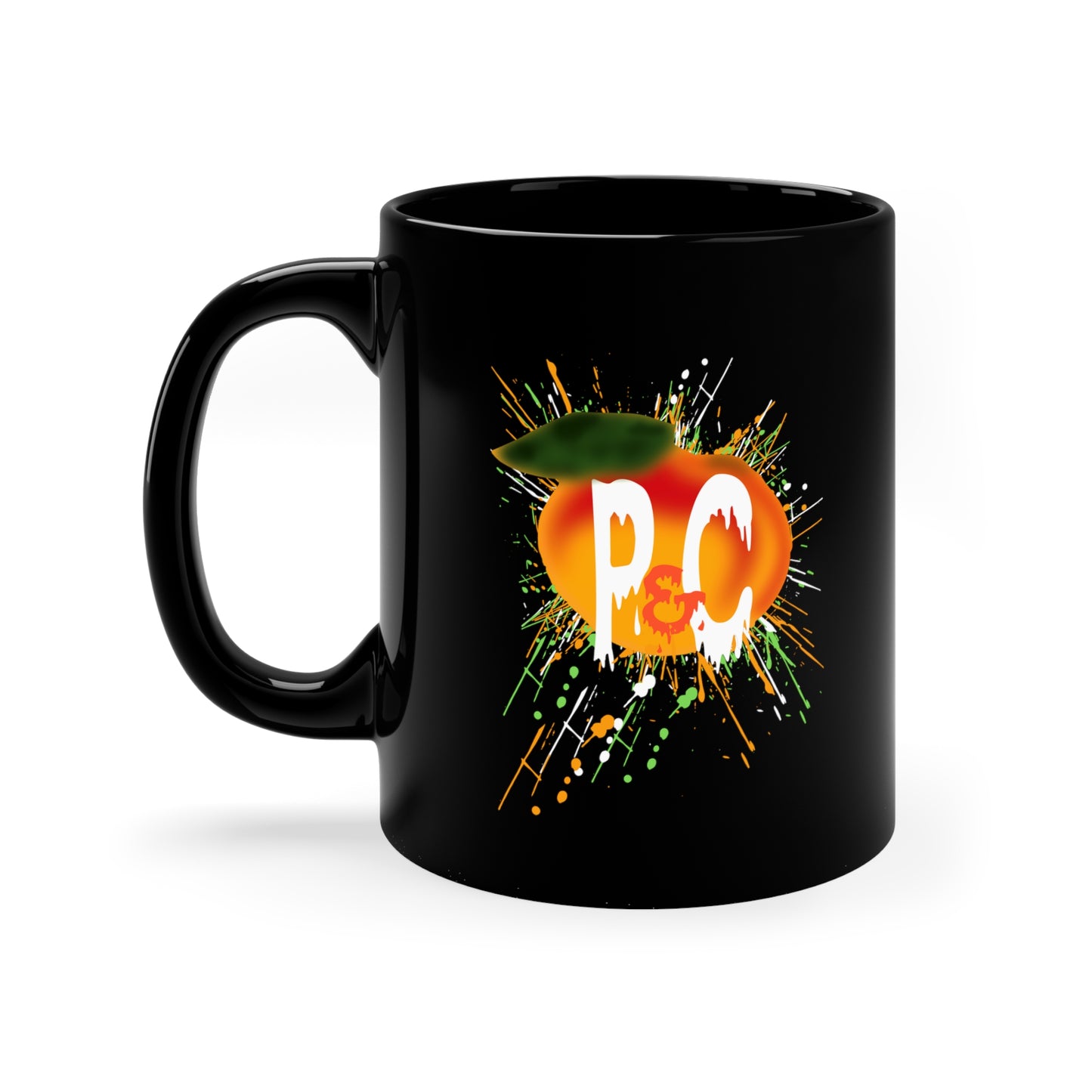 P & C Signature Splash Colors (Black) 11oz Black Mug